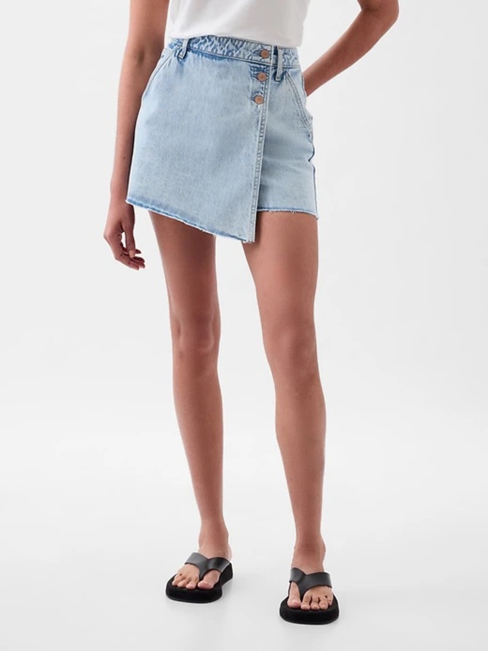 Gap 29/8P Denim Wrap Mini Skort Shorts Skirt